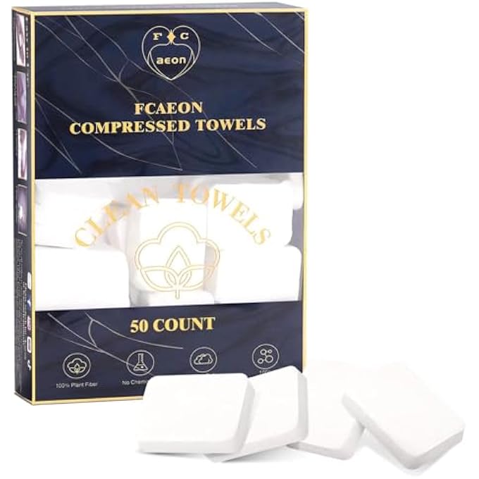 STRBOXONG LARGE COMPRESSED TOWELS, SOFT DISPOSABLE FACE TOWEL, THICKEN FACIAL CLOTHS MINI PORTABLE COTTON TISSUE FOR SENSITIVE SKIN,TRAVEL SKIN CARE,BEAUTY SALON,HOME,OUTDOOR ACTIVITIES(50 COUNT BLUE) - Image 1